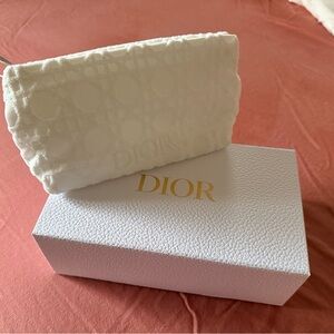 Dior White Textured Cosmetic Bag